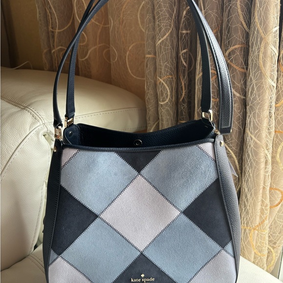 NWT Kate Spade Leila Patchwork Suede medium Triple compartment Shoulder Bag - Picture 6 of 10